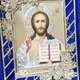 Икона "Богородица и Спаситель" ажурные в бархате синяя - изображение 4