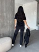 Жіночий велюровий костюм трійка (футболка+штани+кофта) Uaclothes 46-48 Чорний (like33847-142521350) - изображение 4
