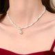 Двойная цепочка из бисера с кулоном-подвеской искусственная жемчужина, регулируемая, Белый с золотистым - изображение 3