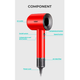 Фен профессиональный VGR V-445 RED, 3 уровня обдува, 4 уровня температуры, 1600 Вт, 110000 RPM - изображение 3