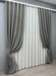Комплект штор VR-Textil Лен Мешковина 150х270 2шт и Тюль 400х270 108ш-115т Серый с белым 71-024/3 - изображение 2