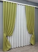 Комплект штор VR-Textil Лен Мешковина 200х270 2шт и Тюль 500х270 106-115т Оливковый с белым 71-025/6 - изображение 2