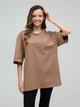 Набор футболок хлопковых оверсайз длинных женских Ray Oversize U0104W-3PACK3 S/M 3 шт Бежевый/Коричневый/Бордовый (RAY2000000038124) - изображение 3