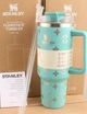 Термос термокружка Stanley Quencher H2.0 Tumbler из нержавеющей стали 1,18 л KT6007837 Turquoise Monogram - изображение 1