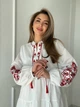 Жіноча вишита сукня з червоним орнаментом із воланами на зав'язках S біла (1192) - изображение 7