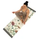 Килимок для йоги Льняний (Yoga mat) двошаровий 3мм Record (розмір 183x61x0,3см, джут, каучук, бежевий, з квітковим принтом) (FI-7157-2) - зображення 1