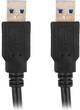 Kabel Lanberg USB-A 3.0 M/M 1 m Black (CA-USBA-30CU-0010-BK) - obraz 2