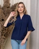 Жіноча базова блуза з рюшами на рукавах Uaclothes 48 Синій (like33912-143181367) - изображение 3