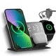 Беспроводная зарядная док станция для apple айфона часов наушников 3 в 1 докстанция с часами и термометром QINETIQ Mirror clock 30W W669 беспроводная зарядка на айфон iphone airpods iwatch эпл вотч 1-10 series + adapter 18W - изображение 2