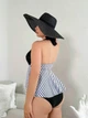 Женский раздельный купальник танкини Plus size Ghazel чёрно-белый 4XL (SW1546) - изображение 2