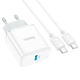 Мережевий зарядний пристрій з кабелем HOCO C104A Stage single port PD20W charger set (Type-C to Type-C) (EU) White (6931474782915) - зображення 6