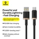 Кабель Baseus Dura Series Fast Charging Cable USB для Type-C 60W 1m Gold+Black (P10377802U01-00) - зображення 9