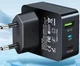 Бічний настінний Зарядний пристрій Блок живлення для телефону BK306 35W USB QC3 + Type-C Зарядка для Samsung, iPhone, Xiaomi, Redmi, Huawei, Realme Придиванний Black - зображення 4