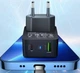 Бічний настінний Зарядний пристрій Блок живлення для телефону BK306 35W USB QC3 + Type-C Зарядка для Samsung, iPhone, Xiaomi, Redmi, Huawei, Realme Придиванний Black - зображення 5
