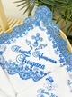 Крыжма для мальчика + мешочек Family Tradition велюровая махра с вышивкой и кружевом 100х100 см белая Крещение Богдана - изображение 3