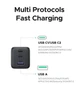 Зарядний пристрій UGREEN 30W GaN Fast Charger (x515), 3-Port, мережевий, PD3.0, QC3.0, USB 2C1A - зображення 4