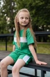 Костюм шорти + футболка для дівчаток з білою вставкою Ginger Cat 134 см Зелений - зображення 4