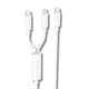 Кабель Foneng XS10 2-в-1 Type-C→Lightning 60 Вт/PD 27 Вт — быстрая зарядка iPhone и MacBook, поддержка OD4.0, светодиодный индикатор, длина 1,2 м, нейлоновая оплётка. Надёжный кабель для питания и передачи данных Белый - изображение 1