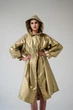 Жіночий дощовик-тренч Parasol'ka Gold | Водонепроникний золотий плащ з капюшоном | Oversize (S–L) | Дизайнерський легкий плащ вільного крою - изображение 3