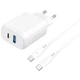 Быстрая зарядка Proove Silicone Power 2 30W (Type-C + USB) + Cable Type-C to Type-C (1m) white (WCSP23011002) - изображение 1