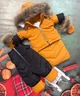 Зимний детский комбинезон-трансформер 3в1 для новорожденного с отстежным капюшоном 0-2 года Мех енот 56-86см Горчичный (LAN302) - зображення 4