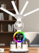 Настольная лампа LED 4 лепестка 3 режима освещения RGB цветная подсветка Подставка для телефона карандашей канцелярии Дуйчик Type-C зарядка светодиодная аккумулятор для учебы чтения и работы Ночник Белая - изображение 1