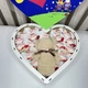 Подарочный бокс в деревянной коробке в форме сердца Love is с конфетами Raffaello и медведиком - изображение 1