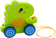 Zabawka do ciągnięcia na sznurku LEAN Toys Dinozaur z grzechotką Zielona 24614 (5905991057413) - obraz 3
