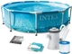 Бассейн каркасный круглый Intex 305х76 см с фильтром насосом Metal Frame Pool Морской принт (28208) - изображение 1