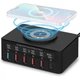Зарядная док станция Addap MCS-818H, скоростное зарядное устройство на 5 USB-A+1 Type-C порт, с беспроводной зарядкой, PD, QC, 100W - изображение 1
