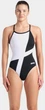 Купальник закритий для жінок Arena Diamond Swimsuit Lightdrop Bac (UPF 50+) Чорно-білий 38 (007757-510-38) - зображення 8