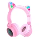 Бездротові Bluetooth навушники Hoco W27 Cheerful Cat ear |портативна стерео гарнітура, Bluetooth 5.0, TF/AUX, до 5 годин відтворення, 300 мАг, вбудований мікрофон, котячі вушка, підсвічування| Рожевий - зображення 1