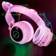 Бездротові Bluetooth навушники Hoco W27 Cheerful Cat ear |портативна стерео гарнітура, Bluetooth 5.0, TF/AUX, до 5 годин відтворення, 300 мАг, вбудований мікрофон, котячі вушка, підсвічування| Рожевий - зображення 6