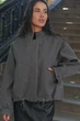 Сіре укорочене пальто L-XL - зображення 2