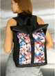 Женский городской рюкзак RollTop Sambag One Flowers для ноутбука до 16–17 дюймов из экокожи, черный с цветочным принтом 60566 - изображение 3