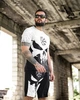 Комплект Punisher 2в1 Футболка + Шорти чорно-білий розмір 2XL - изображение 4