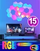 Розумні настінні модульні RGB панелі світлодіодні Tuya Smart Light Bluetooth/Wi-Fi 2700-6500K Color/White – 15шт - зображення 1