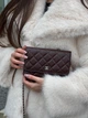 Сумка жіноча із срібною фурнітурою в стилі Chanel Caviar Quilted Wallet on Chain WOC Burgundy - изображение 8