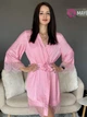 Халат женский шелковый с розовым кружевом Розовый Maybel L 523/1 (3959_3) - изображение 2