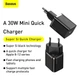 Адаптер мережевий BASEUS Super si quick charger IC |1Type-C, 3A/30W, PD/QC| (CCSUP-J02) Black - зображення 2