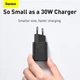 Адаптер мережевий BASEUS Super si quick charger IC |1Type-C, 3A/30W, PD/QC| (CCSUP-J02) Black - зображення 5