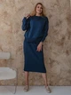 Юбка миди осенняя прямая женская ARTKNIT Katrin 2XL Синяя (2251948323012) - изображение 5