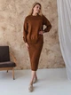 Юбка миди осенняя прямая женская ARTKNIT Katrin 2XL Корица (2251948413010) - изображение 3