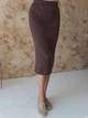 Юбка миди осенняя прямая женская ARTKNIT Katrin S/M Шоколад (4823093460324) - изображение 1