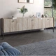 Тумба под телевизор на 3 ящика LION Wood с черными ножками 160x40x65 см Дуб Сонома (LION-043100) - изображение 1