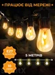 Вулична ретро гірлянда на 10 LED лампочок довжина 5 метрів жовте світло з імітацією вогню - зображення 3