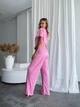 Жіночий домашній костюм трійка (топ+резинка+штани) Uaclothes 46-48 Рожевий (like34012-144191350) - изображение 4