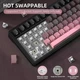 Бездротова механічна Клавіатура Attack Shark X85 Pink 75% (Градієнтний дизайн, перемикачі White Jade, бездротова RGB підсвічування, бічне гравіювання)+наклейки укр розкладки, чорно-рожева - зображення 8