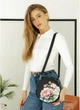 Женская сумка кроссбоди через плечо из экокожи SAMBAG Черная с принтом Flower (9770201020) - изображение 1
