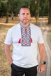 Мужская футболка-вышиванка Kosar, 100% хлопок,XXL,Белый с красным - изображение 1